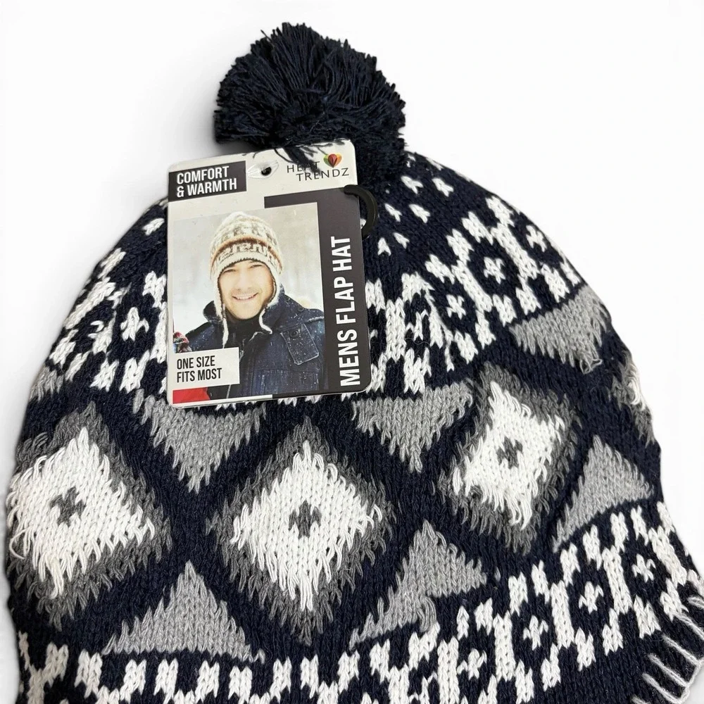 NEW! Men's‎ Navy Insulated Flap Hat by Heat Trendz, One Size Fits Most Nordic